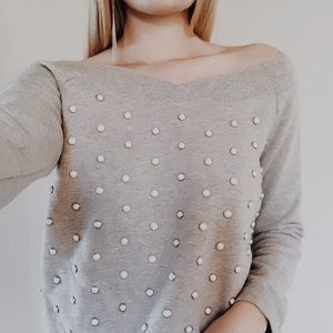 Rebecca Minkoff Gray Off-the-Shoulder Sweater